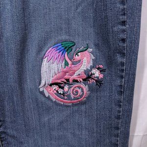 Liz Claiborne jeans w/ Dragon embroidery